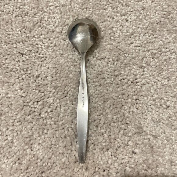 Interpur INR3 Sugar Spoon 6" Rose Scroll Edge Stainless Steel Japan - Picture 2 of 5